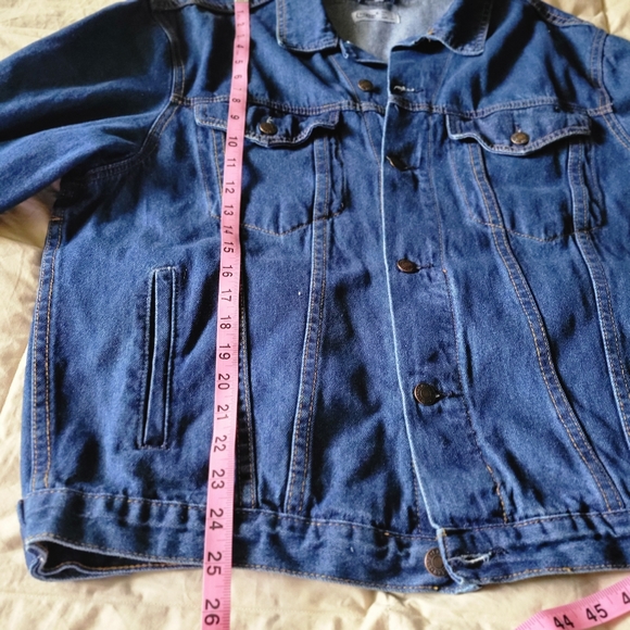 Elia cher women's size medium US 8 long sleeve button up blue denim jean jacket - Picture 4 of 14